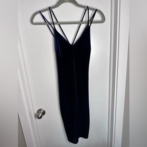 Navy velvet body con dress